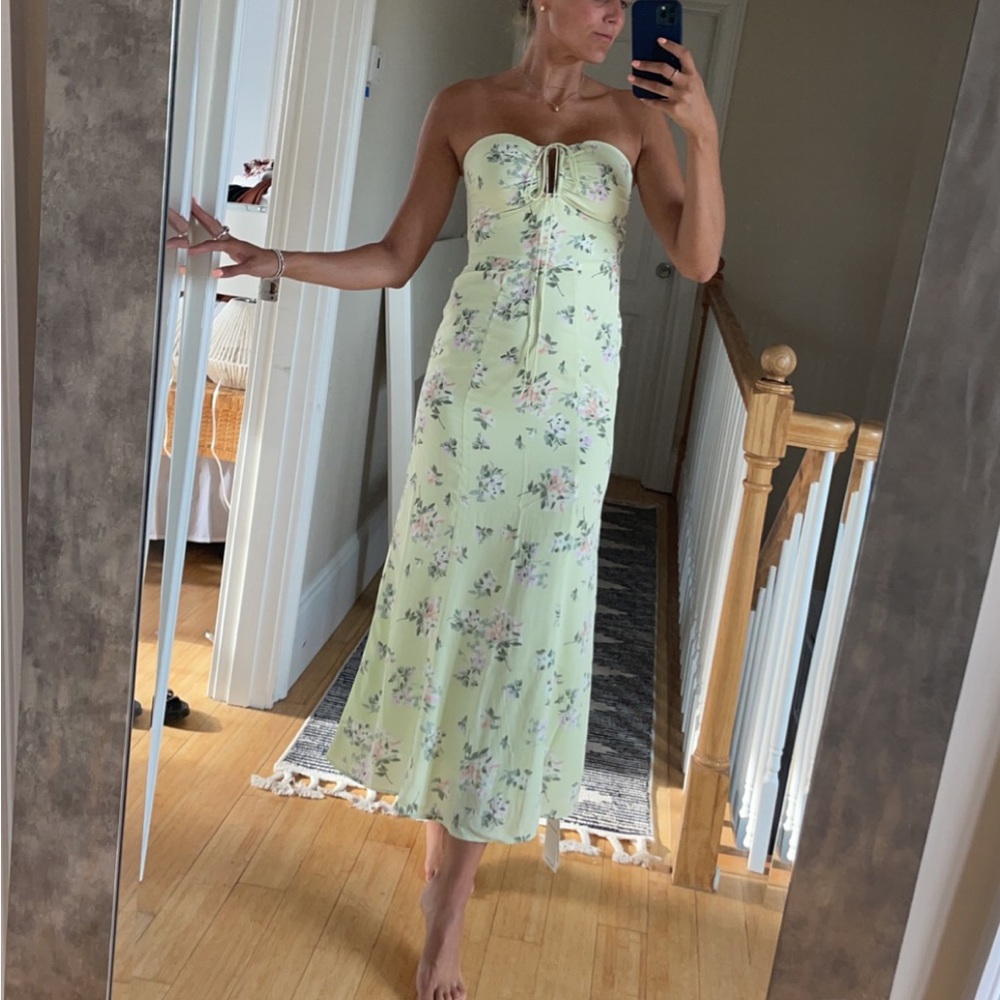 Abercrombie wedding guest dress (light green floral)